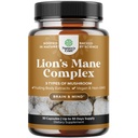 Advanced Lion 's Mane Houbový dodatek - Lví Mane dodatek Kapsle s Reishi, Chaga, Maitake & Shiitake pro podporu paměti a zaměření - Nootropní pro duševní jasnost - 30 Caps
