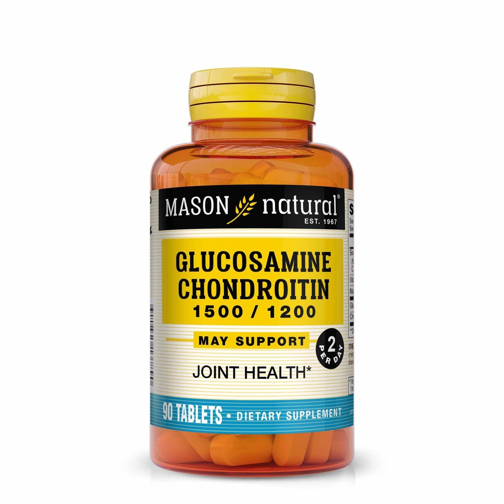 MASON NATURAL Glucosamine Chondroitin 1500 / 1200 2 Za den s vitamínem C - podporuje společné zdraví, lepší pružnost a mobilitu *, 90 Kapsle