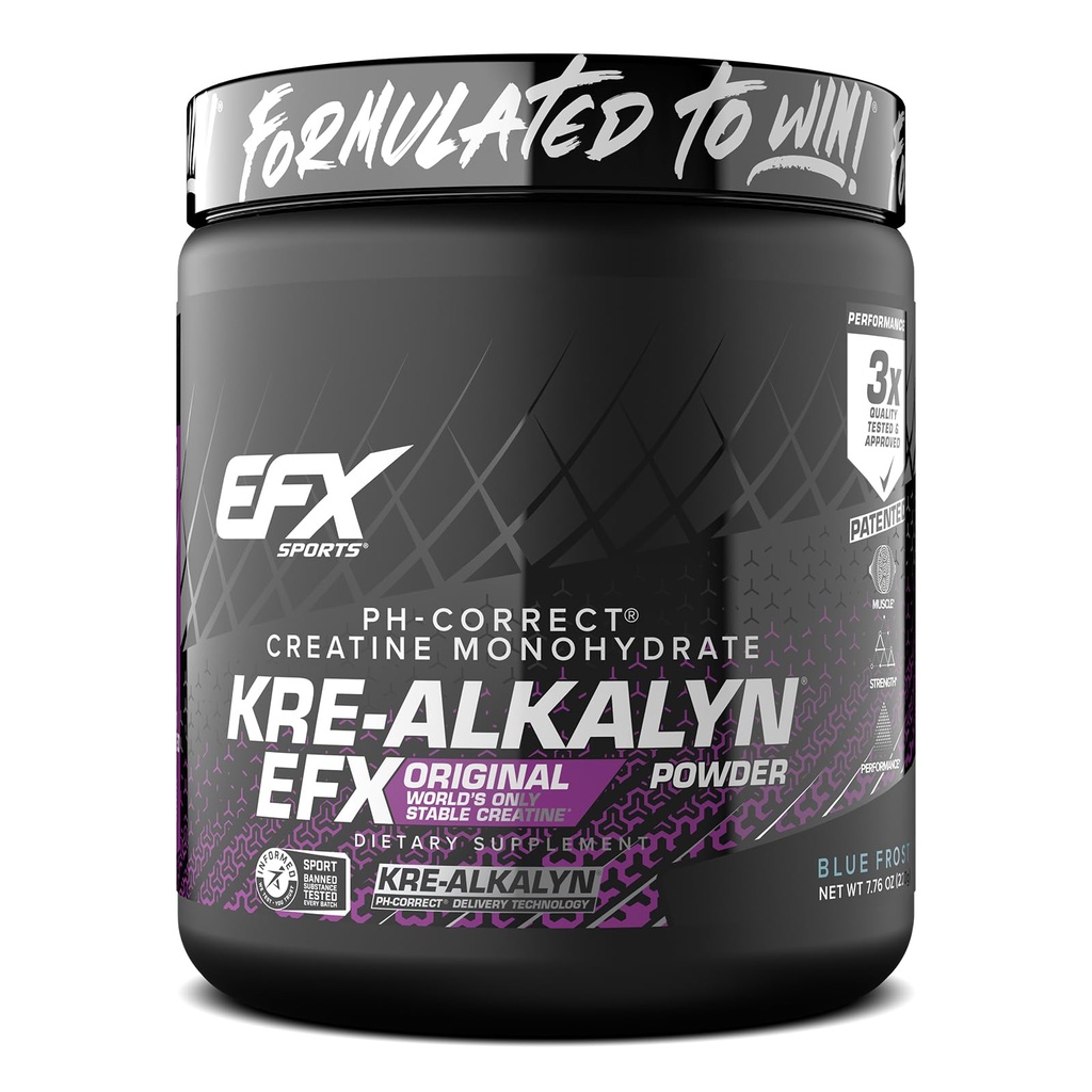 EFX Sports Kre-Alkalyn EFX Powder 124; pH korektní Creatin Monohydrát Prášek dodatek 124; Síla, růst svalů a výkon 124; 110 Sloužení (Blue Frost)