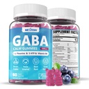 GABA Gummies 500 mg - Sugar- Free Calm Gummies with L Theanine, 5-HTP, Vitamíny D3, B12, Ashwagandha, Melatonin- Free for Brain Calm, Mood, Zzz Better, GABA dodatek pro dospělé, Blueberry Flavor, 1Pack