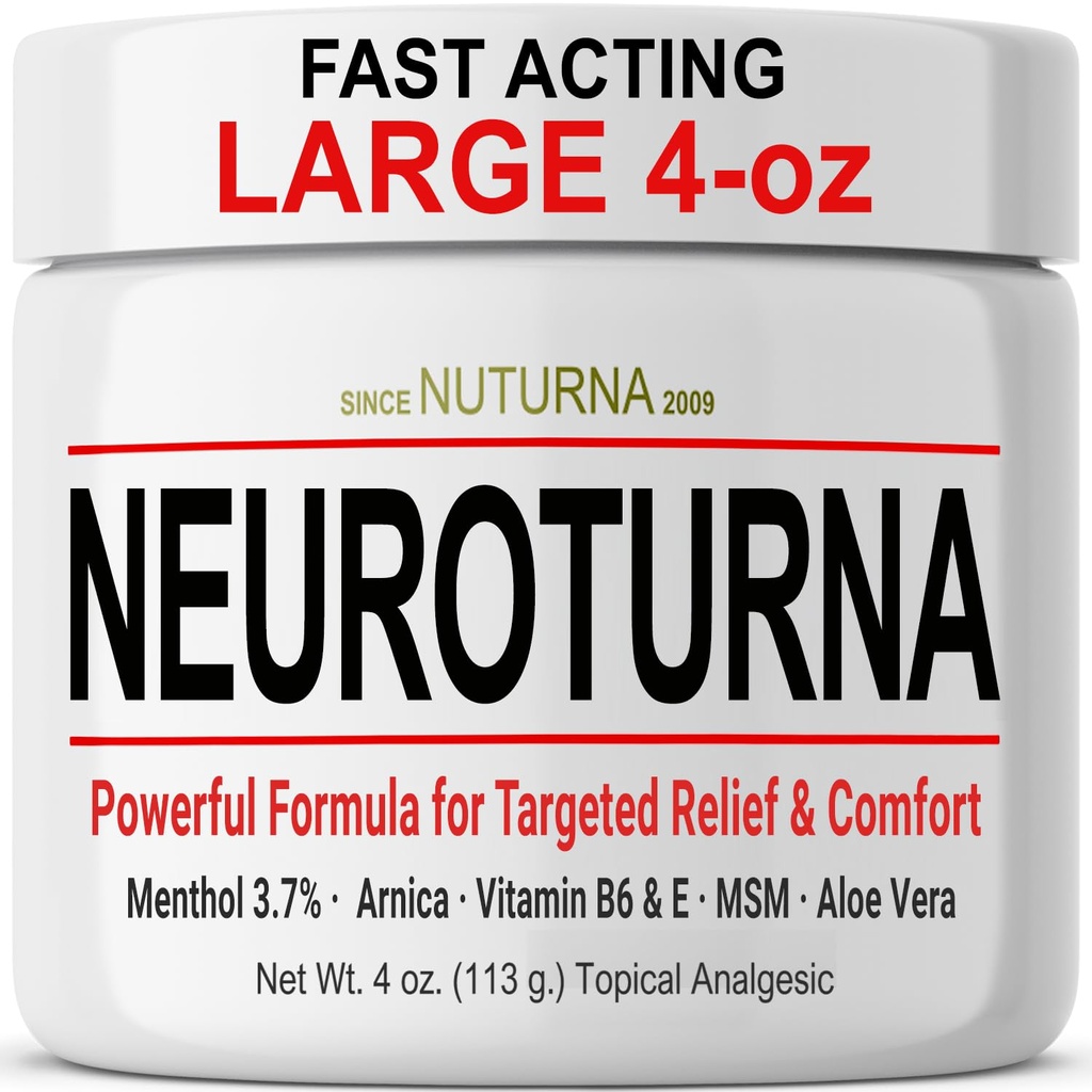 Neuropatie Nerve Relief Cream - Rychle působící Max Relief pro nohy nohy zpět - Ultra síla Menthol Arnica Aloe Vera MSM, Soothing Natural Nerve Comfort Relief, Paraben- Free 4 Oz