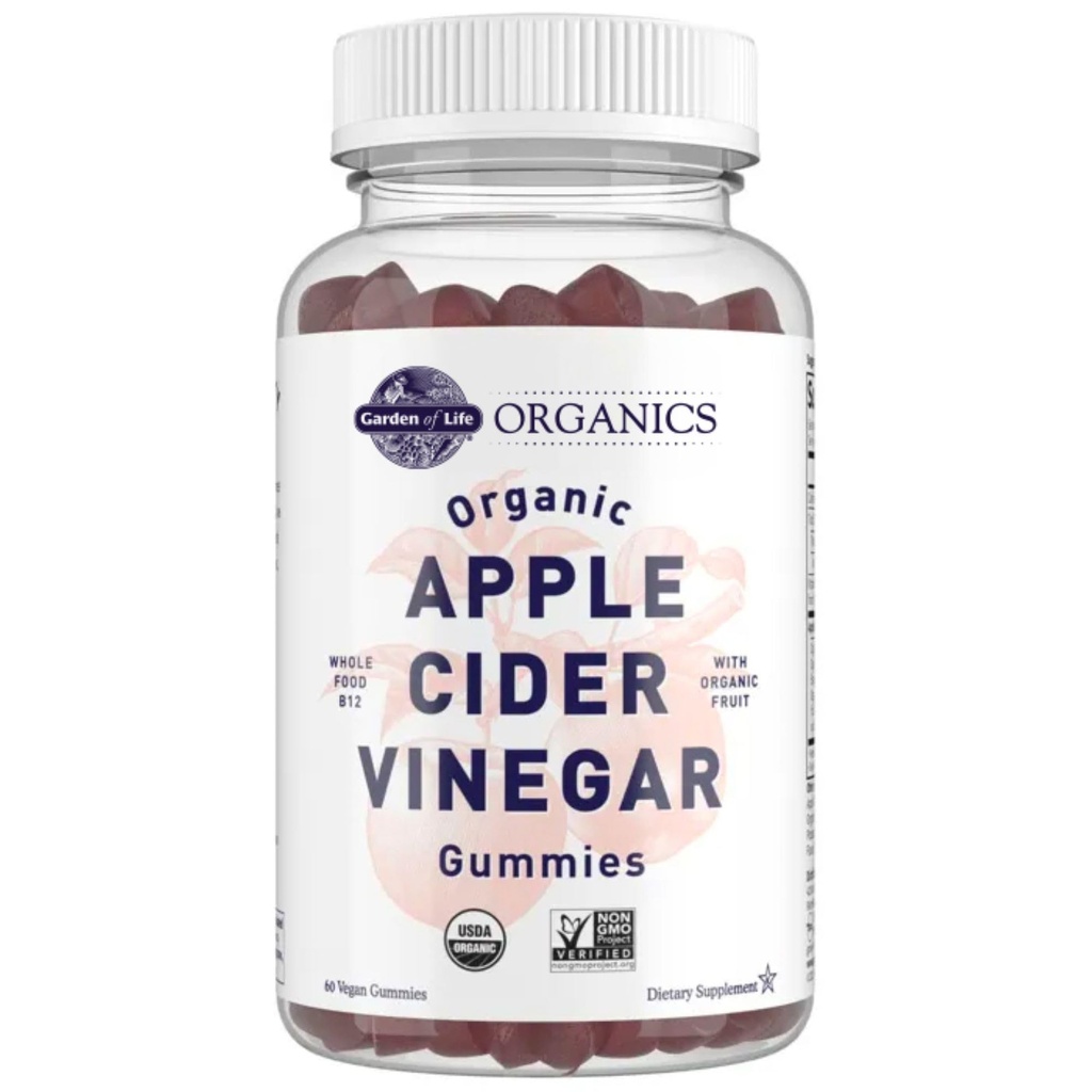 Zahrada života Jablečný ocet gumy USDA Organic ACV Gummy Vitamíny Vyrobené s Real Fruit Blend, Celé jídlo Vitamin B12 - Vegan, Gluten Free, Non- GMO, Kosher - 60 Gummie