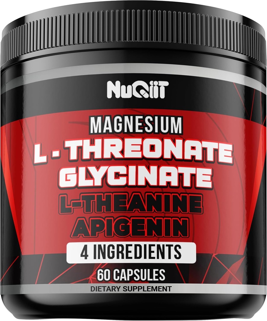 60 Kapsle - Magnesium L- Threonát Kapsle 500mg Magnesium Glycinát 500mg L- Theanine 200mg & Apigenin 50mg - Působivé výhody pro podporu pozitivní nálady, imunitní systém, zdraví mozku a zaměření