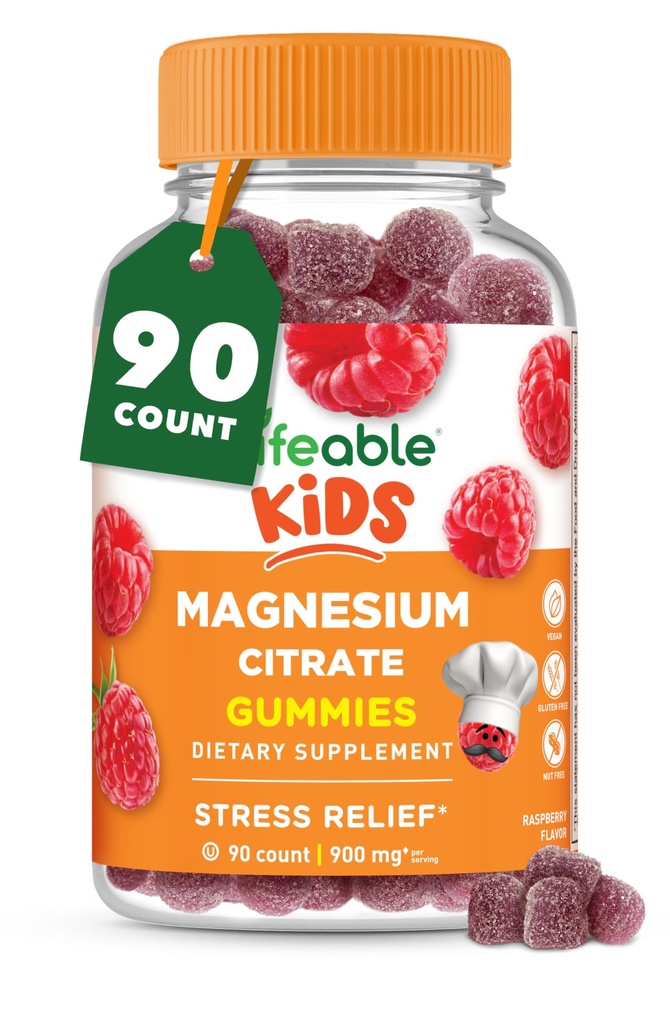 Živé hořčíkové gumy pro děti 124; 900mg Magnesium Citrát 124; Velké Ochutnávající děti Magnesium dodatek 124; Gluten free Muscle Support a Stress Relief Chewable 124; 90 Gumy