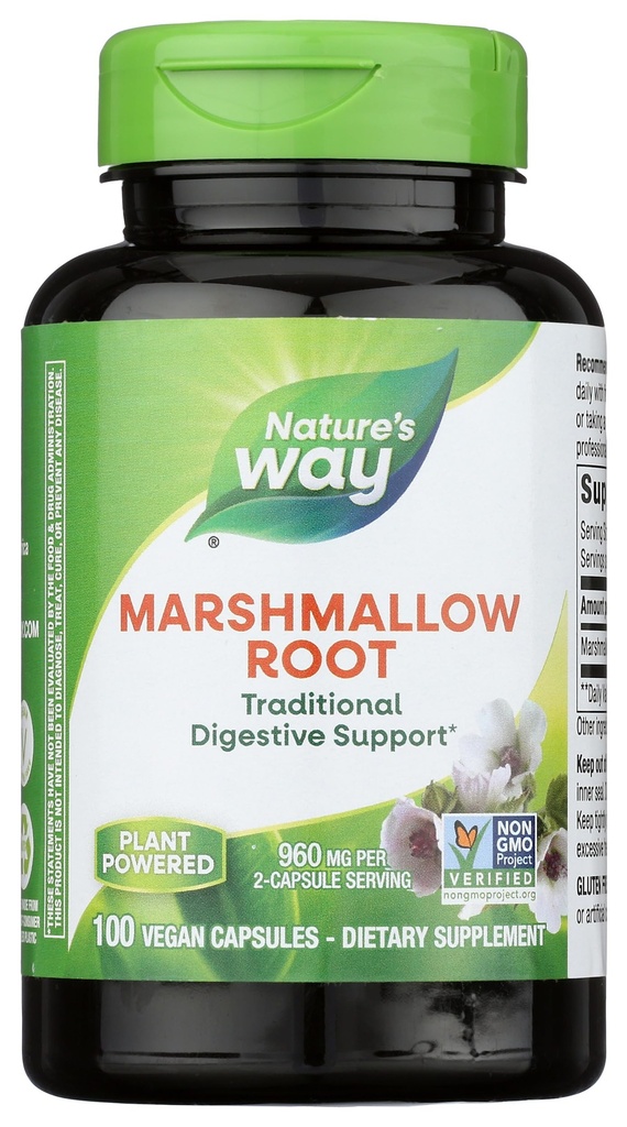 Příroda 's Way Marshmallow Root - Marshmallow Root Supplement for Traditional Digestive Soothing * - Gluten- Free, Dairy- Free & Vegan - Easy- Swallow Kapsle - 100 Kapsle (Balení květen Vary)