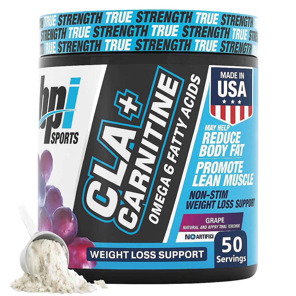 BPI Sports CLA + Carnitin - CLA L Carnitin & Linoleová kyselina - L Carnitin dodatek pro hubnutí, metabolismus & Lean Muscle - Caffeine Free - Grape - 50 Servings - 12.34 oz