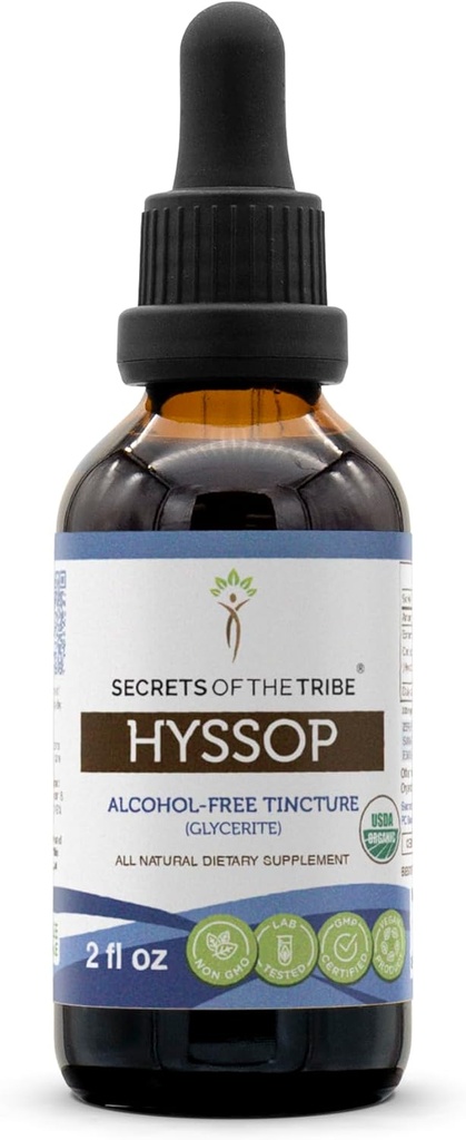 Hyssop USDA Organic CLANE124; Alcohol- Free Extract, high- potency Bylinné kapky CLANE124; vyrobený ze 100% Certified Organic Hyssop (Hyssopus officinalis) Sušený Herb (2 oz)