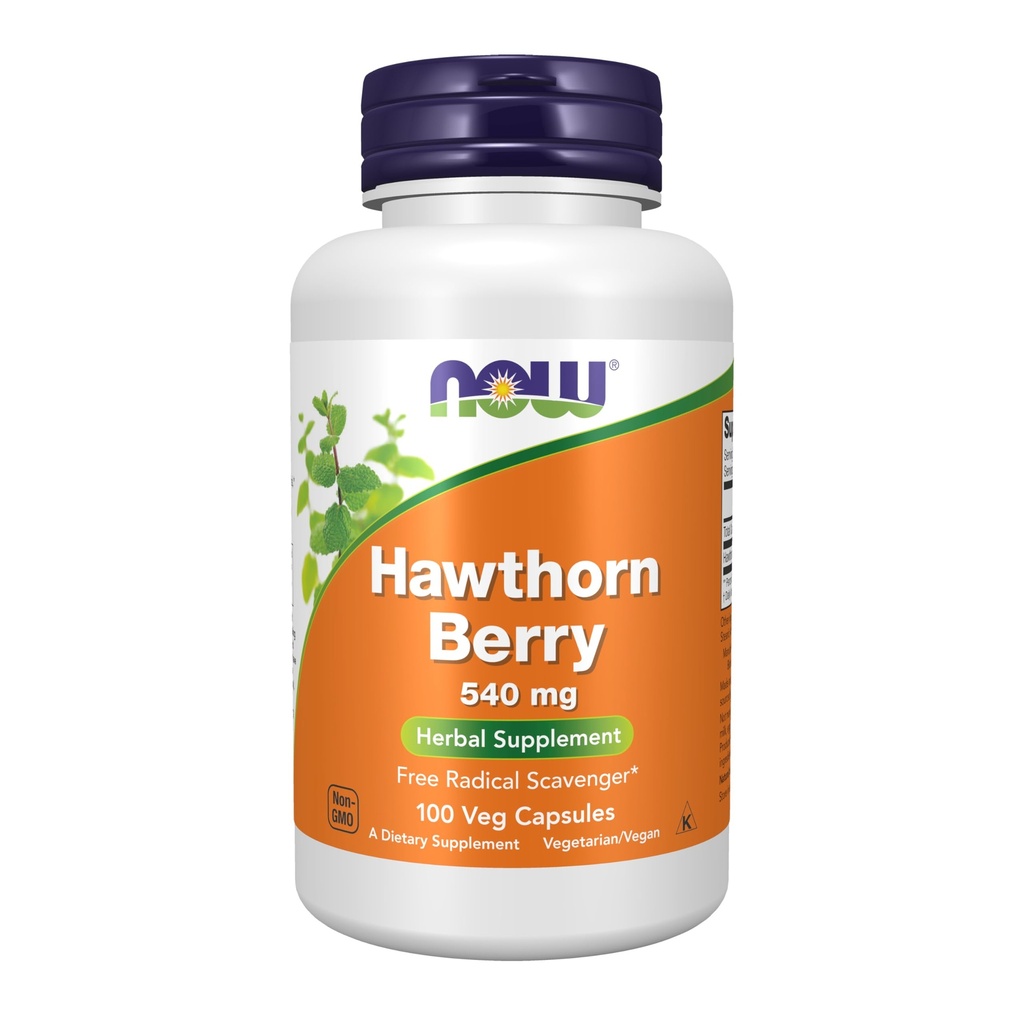 Nyní Potraviny doplňky, Hawthorn Berry 540 mg, zdarma Radikální Scavenger *, Bylinný dodatek, 100 Veg Kapsle