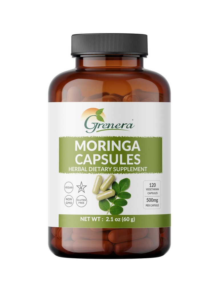 Organic Moringa Kapsle - 120 hrabě 124; Pure Moringa Oleifera Leaf Powder Pills 124; přírodní Superfood dodatek 124; Herbal Energy & Antioxidant Support PHAR124; Vegan, Non- GMO, Single Origin Malunggay