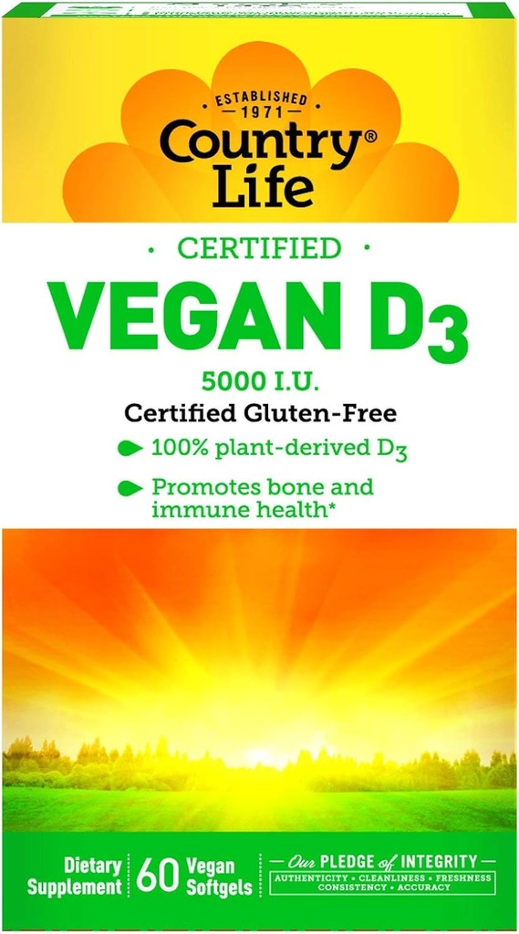 Country Life Vegan D3, 60 Počet