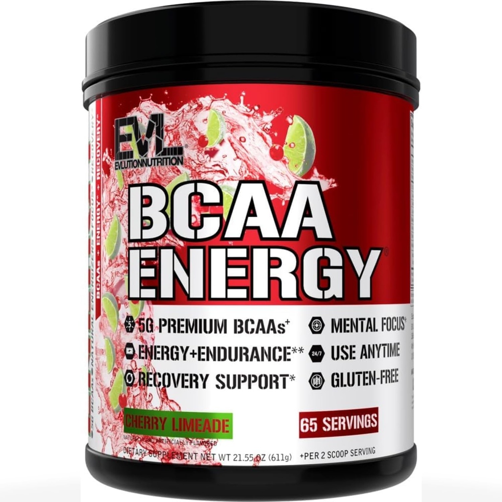 Eluce EVL BCAA aminokyseliny Powder - BCAA Energy Pre Workout Powder for Muscle Recovery Lean Growth and Endurance - Rehydratační příspěvek Recovery drink s přírodním kofeinem - Cherry Limeade