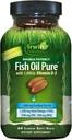Double- Potency Fish Oil Pure by Irwin Naturals, Citrus Flavor with Vitamin D-3, 60 Liquid Soft- Gels