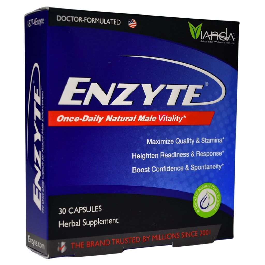 Enzyte ® Natural Muž Podpora vitality 124; Denní dodatek pro mužské zdraví s asijské ženšen, Ginkgo Biloba, Grape Seed, Epimedium, Muira Puama - 30 Kapsle, 30 Den Dodávka