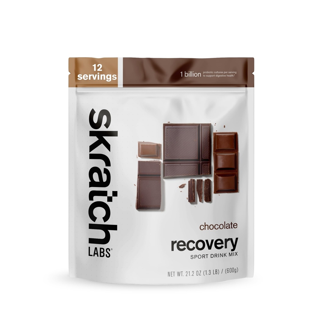 Skratch Labs Post Workout Recovery Mix s čokoládou, (21.2 oz, 12 Servings) s kompletním mléčným proteinem kaseinu, syrovátky, probiotika, gluten zdarma, košer, vegetariánské