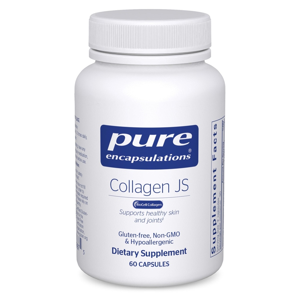 Čisté enkapsulations Kolagen JS - Skin & Joint Health * - 1000 mg Hydrolyzované Biocell Collagen - Gluten Free & Non- GMO - 60 Kapsle