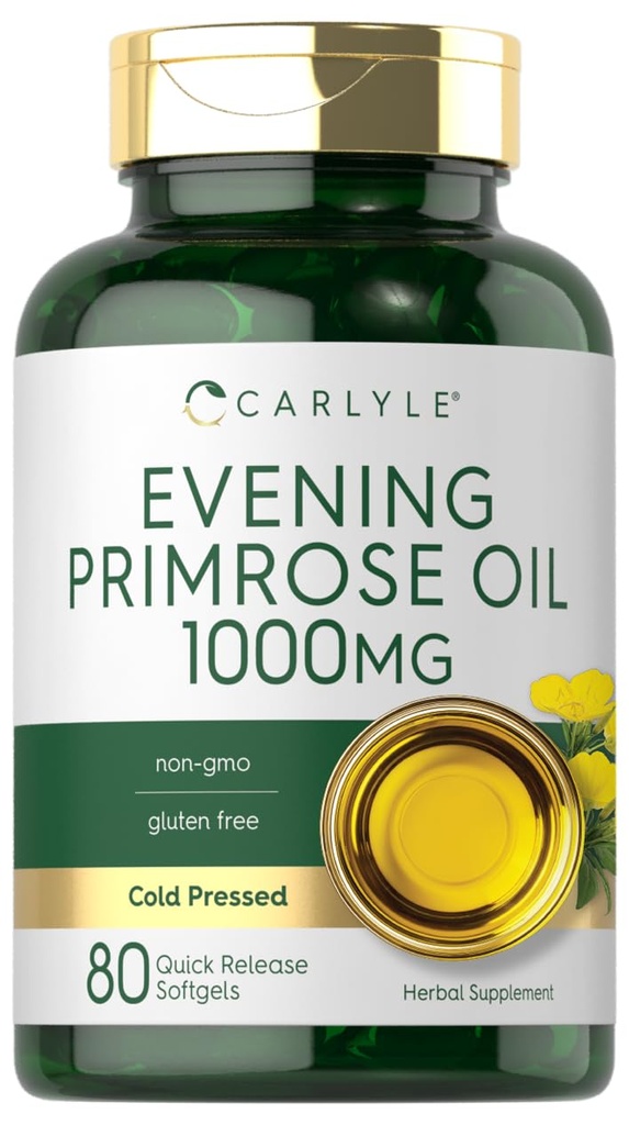 Carlyle Večerní Primrose Oil Kapsle 1000mg 600mg 124; 80 Softgels 6004; Cold Pressed Dodatek 124; Non- GMO & gluten zdarma