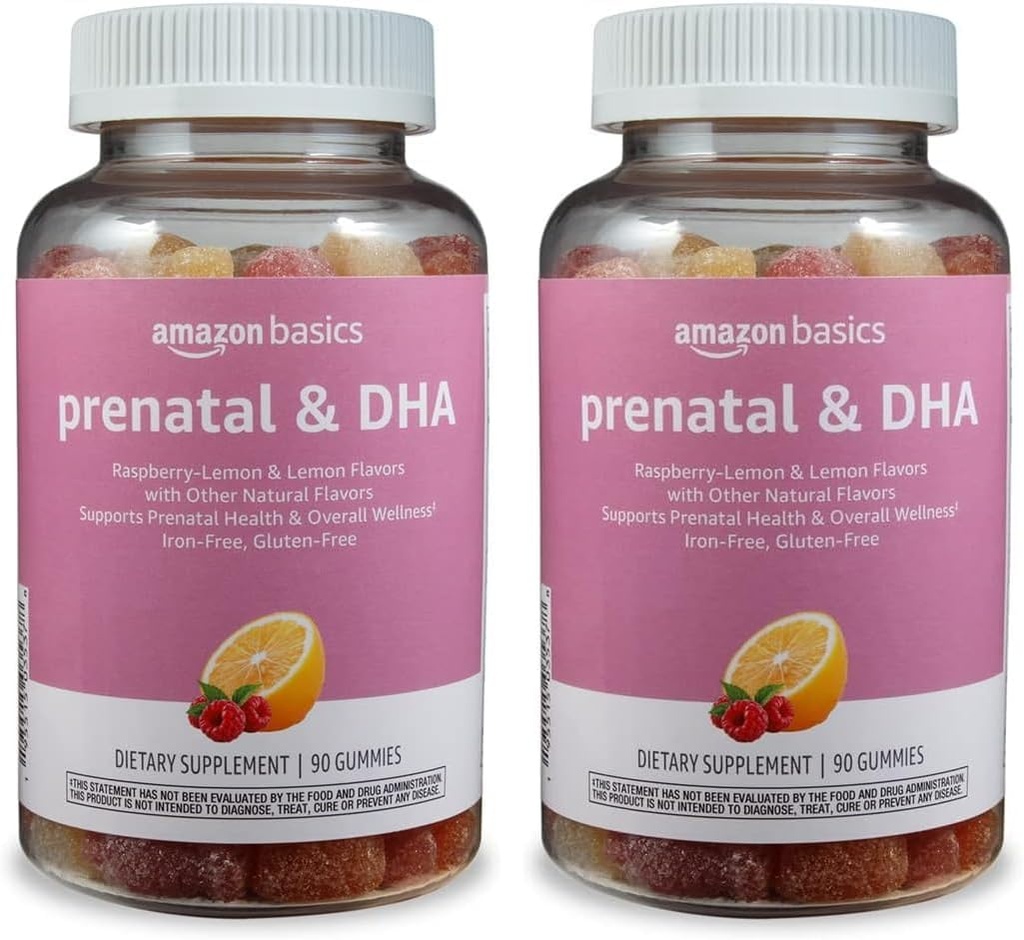 Základy Prenatal & DHA Gummy, Rasberry & Lemon Flavor, 90 Počet (dříve Solima) (balení po 2)