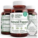 Přírodní Nutra Papaya Žvýkací enzymy pro stravení a vyčištění těla - podporuje trávicí zdraví, Ease Gastrointestinální discomform - Nutrient Absorption and Reduces Bloating - 90 Veganských tablet