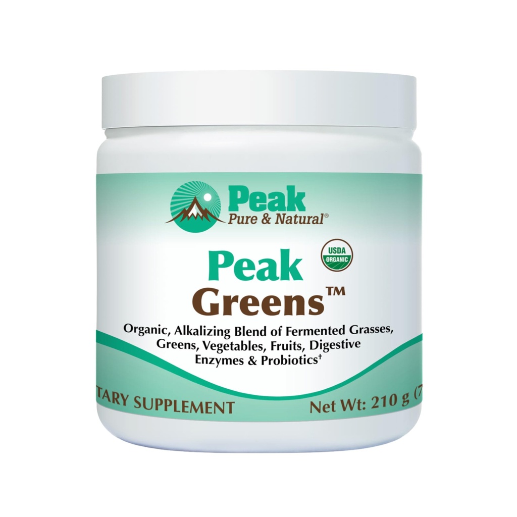 Peak Čisté a přírodní Peak Zelenina Podpora pH Balance a Alkalinity CLANE124; Superfood Green Drink Powder CLANE124; Směs fermentované trávy, zeleninové, & Ovoce CLANE124; Digestive Enzyme & Probiotic Powder