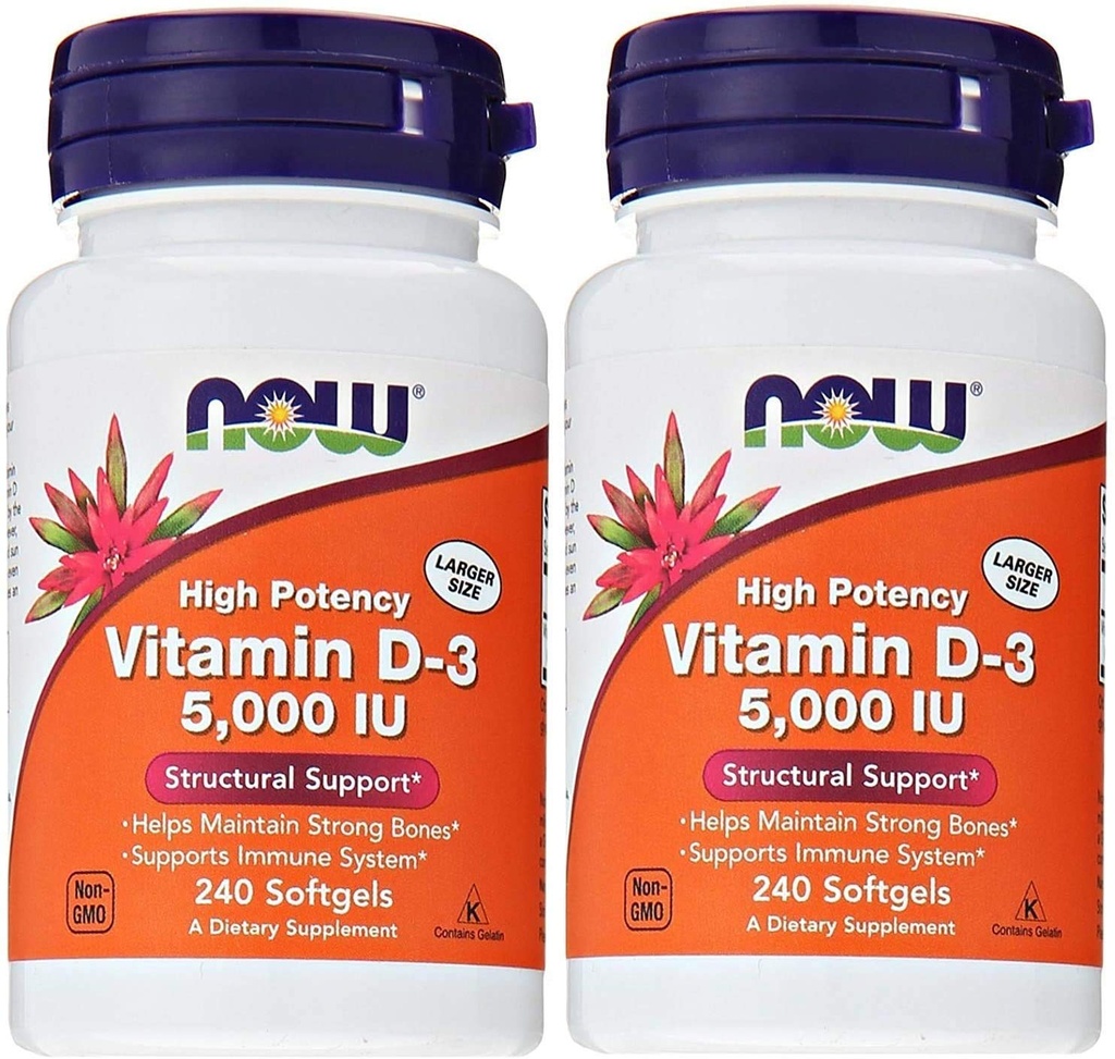 Nyní potraviny Vitamin D3 5000 IU, 240 softgelů (Balení po 2)