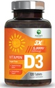 Vitamin D3 5000iu (125 mcg) Imunitní podpora zdraví - Vysoká potence vitamín D Dietní dodatek pro kosti, zuby, svaly - Příroda je VIT D, Vegan, gluten zdarma, Malina Flavor - 120 Žvýkací tablety