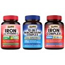 10 v 1 Magnesium- Complex & Iron Supplement, 65mg Carbonyl Železo s 250mg vitaminu C & 5 v 1 Komplex železa