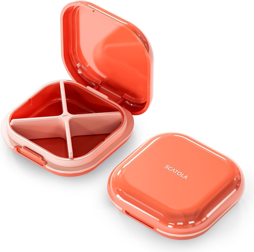 Pouzdro na malé pilulky, Travel Pill Box, Přenosný Pořadatel pilulek, Balíček na kapsu 4 Compartments, Denní Compact Travel Medicine Holder pro vitamíny Medikace (růžová)