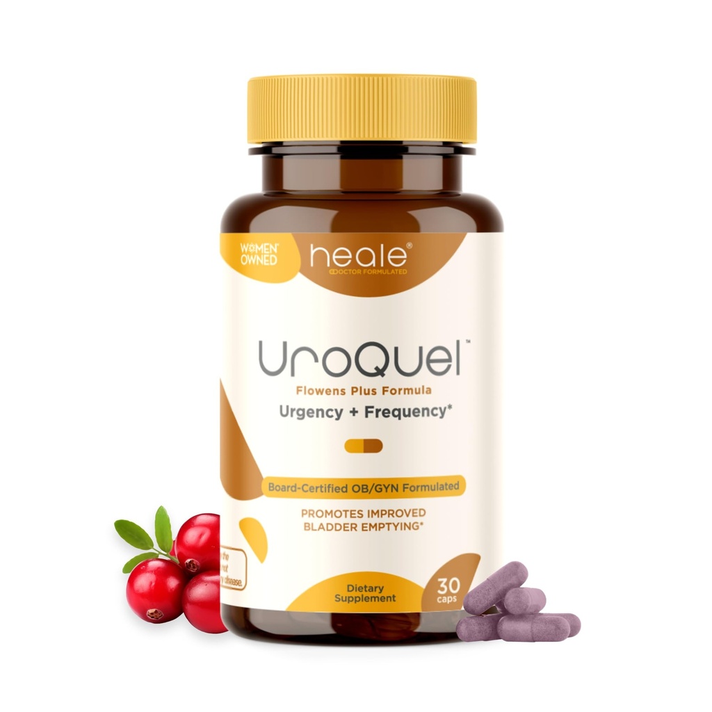 UroQuel - Přírodní močové měchýře Control Cranberry Dodatek - Snížit koupelna Naléhavost, Frequency, Inkontinence, s Flowens - OBGYN Performed - Brusinkové pilulky pro ženy a muže - podle Heale - 30 Kapsle
