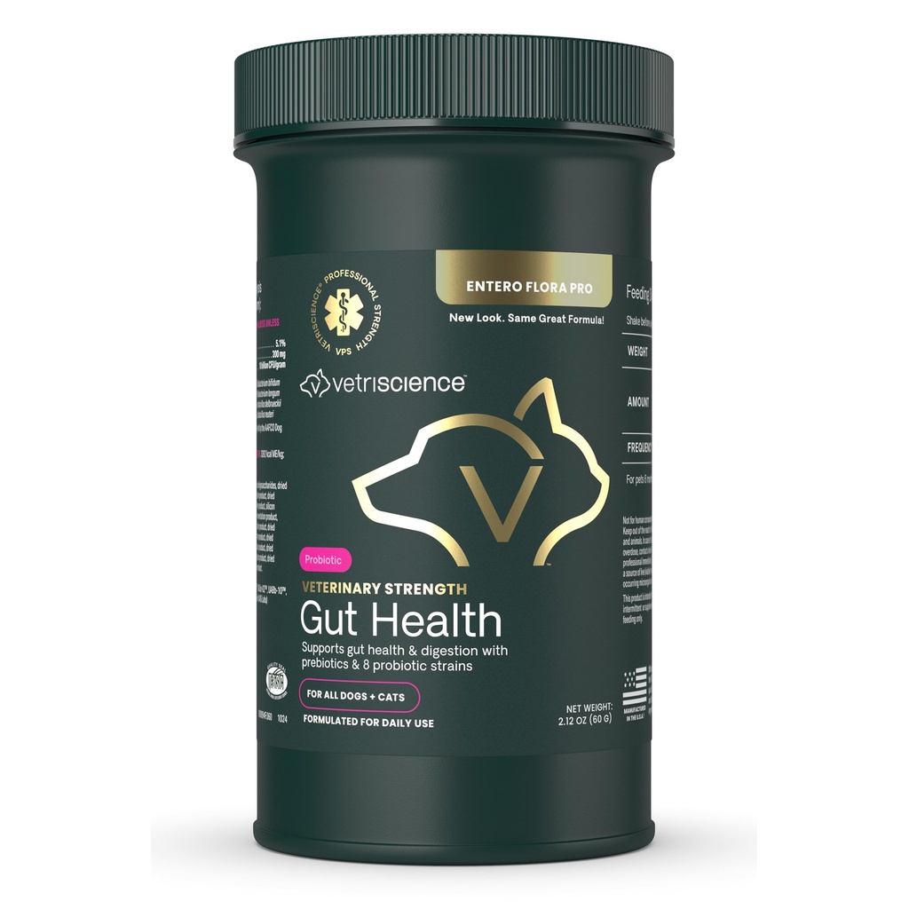 VetriScience Veterinary Strength Gut Health Powder - Gut Health Supplement for Domestics - Podpora imunity - Pet- Friendly Probiotický prášek - Bezchutné & Odorless - 60 Služeb