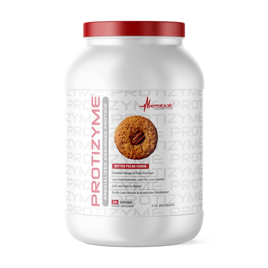 Metabolická výživa, Protizym, 100% syrovátkový protein prášek, vysoký protein, nízký obsah sacharidů, nízký obsah syrovátkového proteinu, trávicí enzymy, 24 esenciální vitaminy a minerály, máslo pekan cookie, 2 libra (26 ser)
