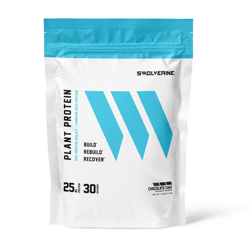 Swolverine Plant Protein PHARMAN 124; 100% Vegan, Plant- Based Protein Powder, Pea Protein Isolát, Pumpkin Seed Protein, 22G Protein, 30 Serings Chocolate Cake Flavor (Chocolate Cake)