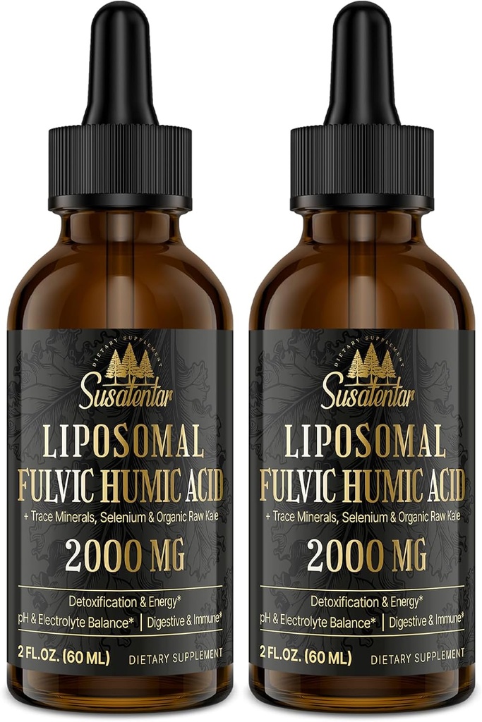 Stopy Minerály Elektrolyty Kapky 2000 MG 124; Tekuté Liposomální Fulvic Humic Acid Doplněk 124; 85 + Stopa Minerály 124; Hydratace 124; Detoxifikace 124; Energie 124; pH Balance 124; Digestion 124; Imunity 124; 4 Oz