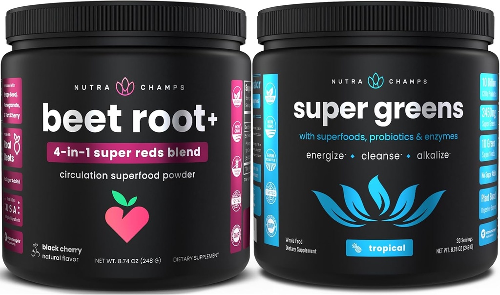 NutraChamps Beet Root Powder - Zelený Superfood Powder