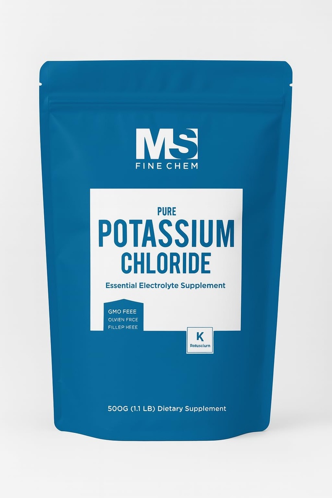 Chlorid draselný Prášek - 500 g - 1,1 lb - Doplněk draselný Prášek, Chlorid draselný Slaný Substitut, Sůl draselný - Lepek zdarma, 200mg na servírování