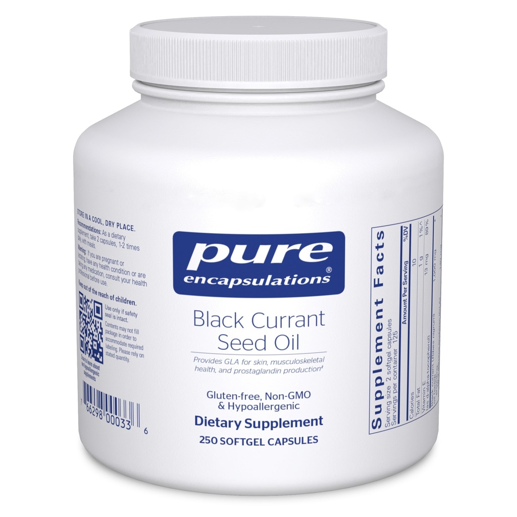 Čisté Enkapsulations Black Currant Seed Oil PHAR124; Hypoalergenní doplněk stravy PHAR124; 250 Softgel Kapsle