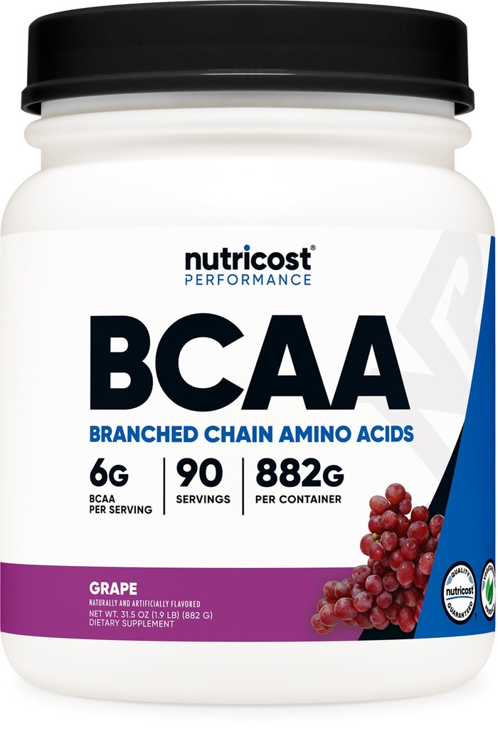 Nutricost BCAA Powder (Grape, 90 Servings) - Optimální 2: 1: 1 Poměr, Vegetarián, Non- GMO