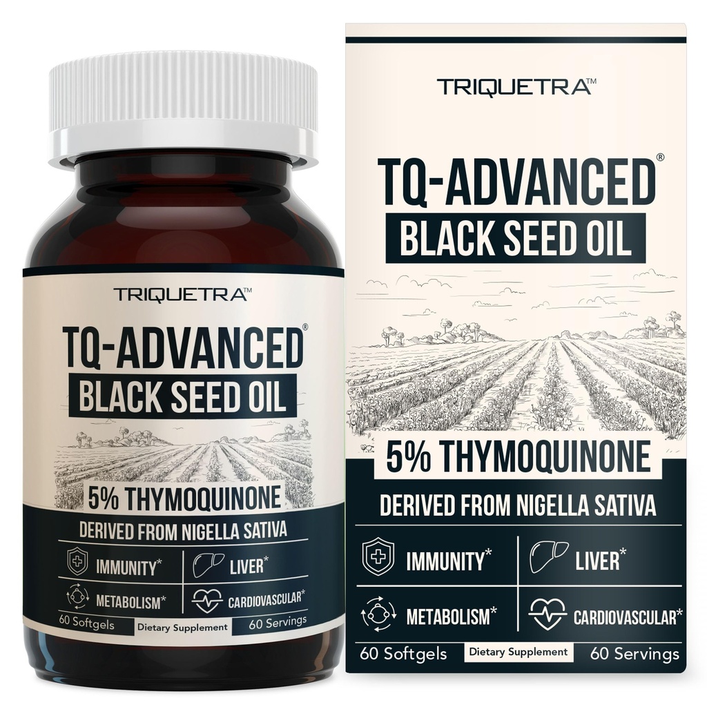 Black Seed Oil Softgels CLAS124; 5% Thymoquinon - TQ- Advanced ® CLAS124; High Potency - 500 mg na kapsli - 15: 1 Koncentrát z Nigella Sativa Extract, Raw Form, Vegan Formule, Skleněná láhev (60 Softgels)
