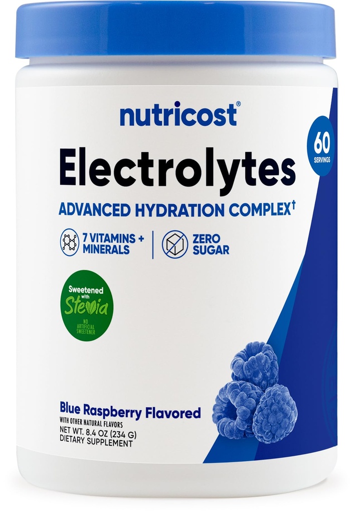 Nutricost Electrolyte Complex Powder (60 Servings, Blue Raspberry) - Hydratační dodatek Drink Mix s vitamíny a minerály