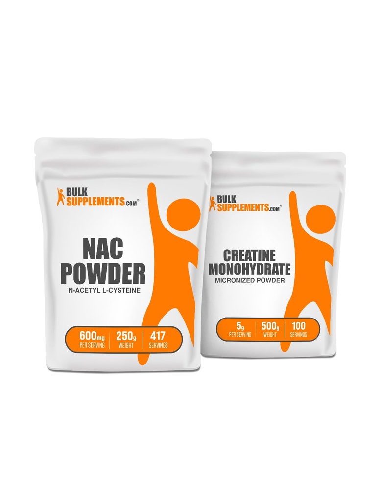 BulkSupplements NAC (N- Acetyl L- Cystein) 250g + Creatine 500g Bundle