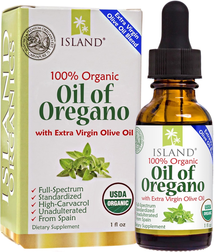 olej z Oregano Organic Liquid Drops (1 fl oz) - směs organického oregano oleje a olivového oleje, pěstovaný ve Španělsku