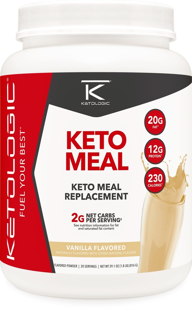 Ketologický Keto náhrada potravy Shake Powder pro optimální výsledky + MCT Olej + Grass- Fed Whey - Perfektně kvalifikovaný Macros pro Ketosis - 20 Služeb - Vanilla