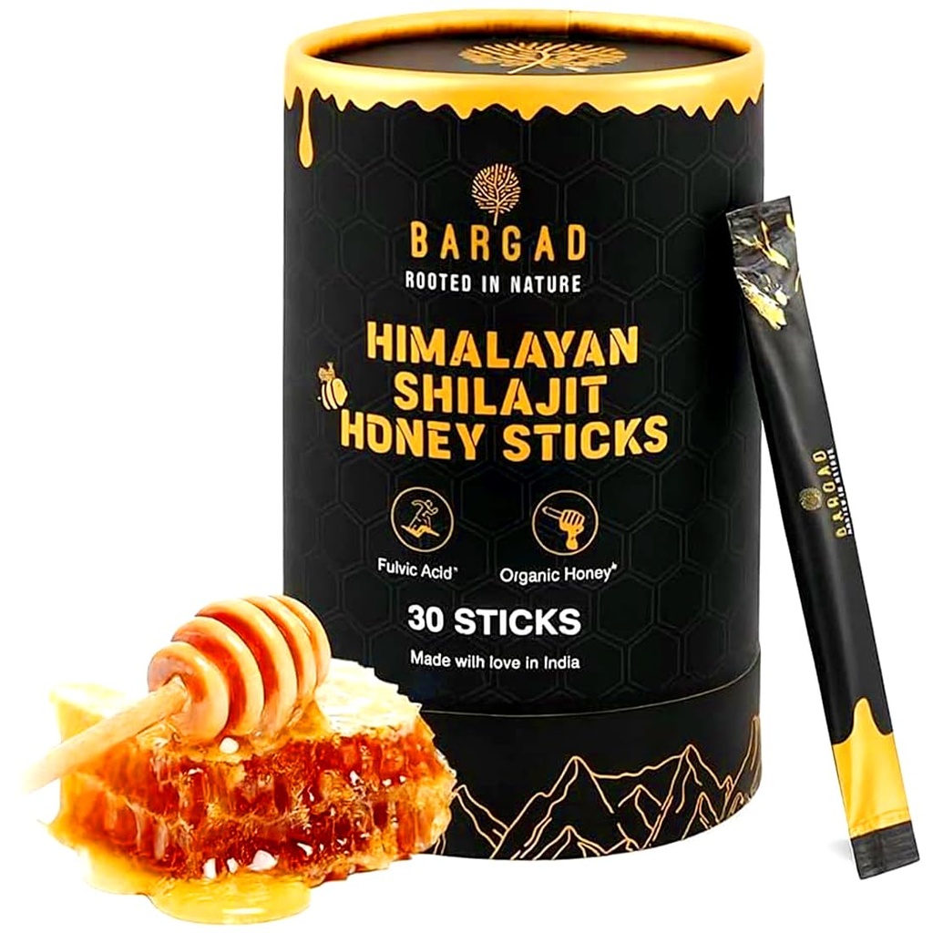 Čisté Himalayan Shilajit Honey Sticks s Saffron - 30 Počet 124; 75% + Fulvic Acid, 85 + Stopy Minerály 124; Přírodní energie & Imunity Booster 124; Easy Single-Use Packets