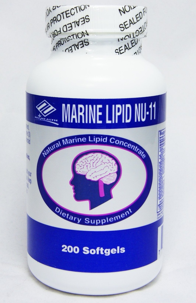 Marine Lipid Nu-11 v 1 Zahrnout: Fish Oil, Soy Lecithin, Pšeničný Germ Oil, Selenlum Yeast, Česnek Oil, Grape Bark Extract, Vitamin E, Octacosand Powder, Evening Primross Oil, Orgenic Flaxseed Oil, Ginkgo Biloba Extract.