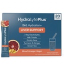 Hydralytová jaterní podpora + Electrolyte Mix s mléčným bodlákem, kurkuma, zázvor, pikantní hruška, extrakt z zeleného čaje připravený pro rychlou rehydrataci (krvavý pomerančový zázvor, 20 Packets)