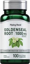 Piping Rock Goldenseal Root Kapsle 124; 1000mg CLAS124; 100 Pills CLAS124; Herbal dodatek CLAS124; Koncentrovaný extrakt CLAS124; Non- GMO, gluten zdarma