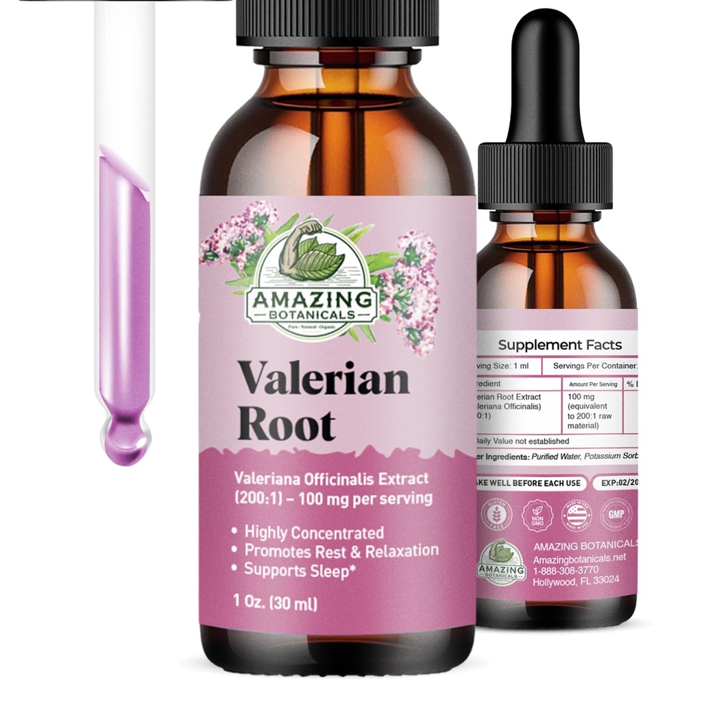 Valerian Root Drops for Sleep - Organic Valerian Root Tincture Extract 3000mg - pro relaxaci a klid - 1 FL OZ, 30 Služeb