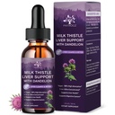 (4 Pack) Mléko Thistle Liquid Drops Silymarin 1000mg, Játra dodatek Detox & Cleanse s Dandelion & Artichock, Mléko Thistle Organic Extract pro podporu opravy zdraví jater, Vegan, Non- GMO, 1 Fl Oz