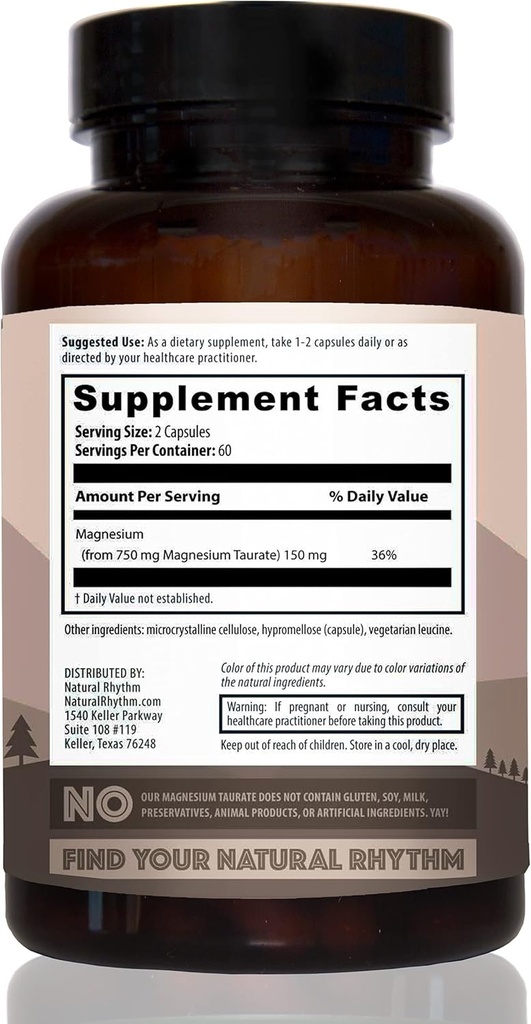 Natural Rhythm Magnesium Taurát 120 Kapsle + Vitamin D3 + K2 (MK7) 30 Kapsle Bundle