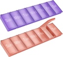 Týdenní Pořadatel pilulek, 2 balení Velké denní vitamin Pill Box, přenosné Cestování Friendly 7 den Pill Kontejnery Medicine Holder, Kabelka venkovní kempování malé pilulky pouzdro pro doplňky Fish Oil
