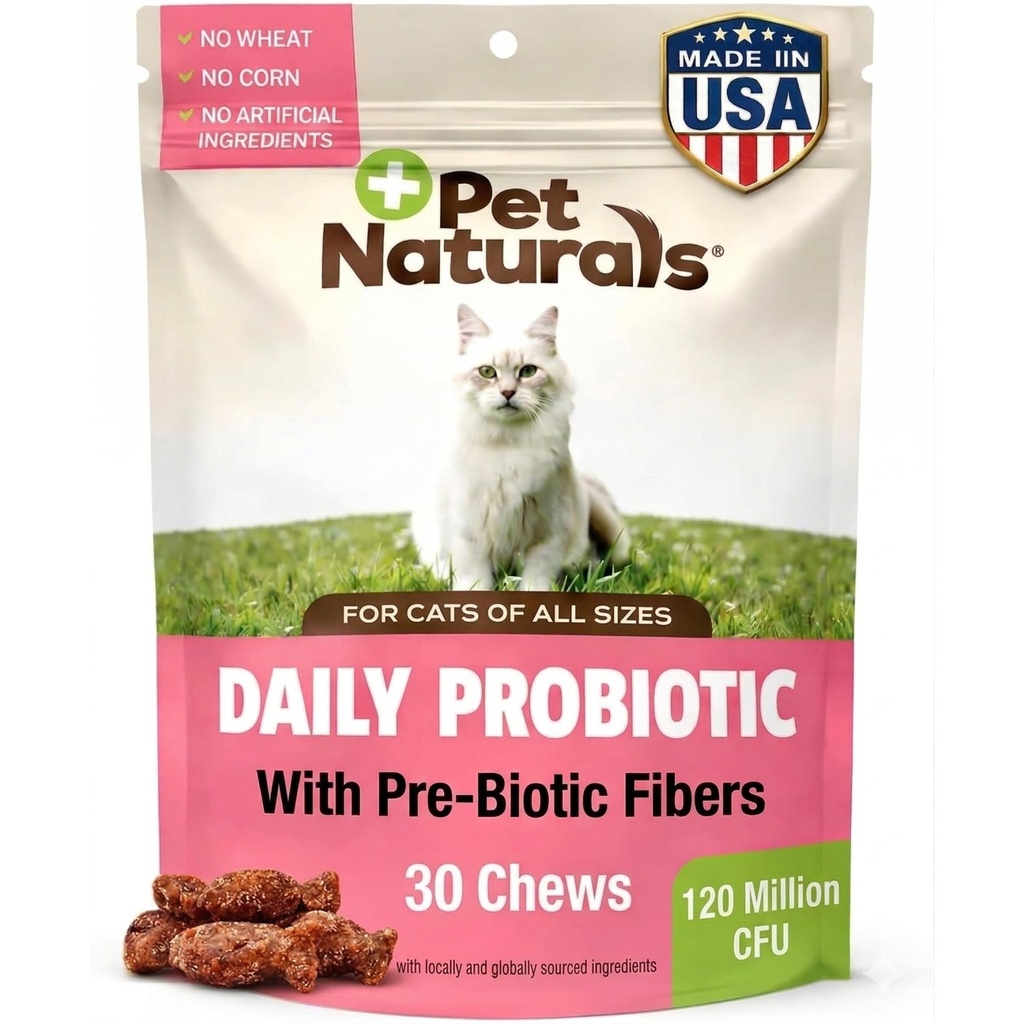 Pet Naturals Daily Probiotic pro kočky, 30 Žvýkačky - Dědičná a imunitní podpora doplněk pro kočky